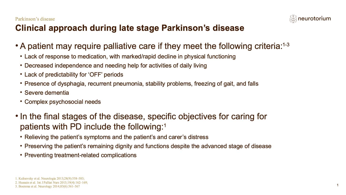 Parkinsons Disease – Course Natural History and Prognosis – slide 34